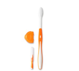 BumGum Orthodontic Toothbrush with Interdental Brush and Toothbrush cover