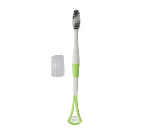 BumGum 2 in 1 Toothbrush with Tongue Scraper (Pack of 8 pcs)